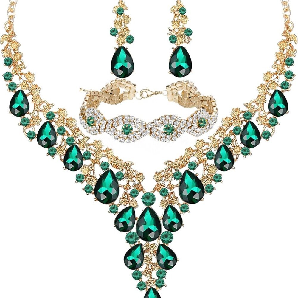 Wedding Bridal Bridesmaid Austrian Crystal Rhinestone Jewelry Sets Statement Cho